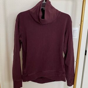 Lululemon Cowl Neck Sweater with Kangaroo Zipped Pockets in Eggplant / Purple